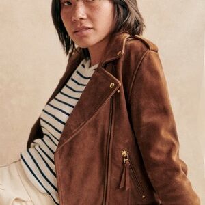 Sézane Zig Jacket Camel Suede US4